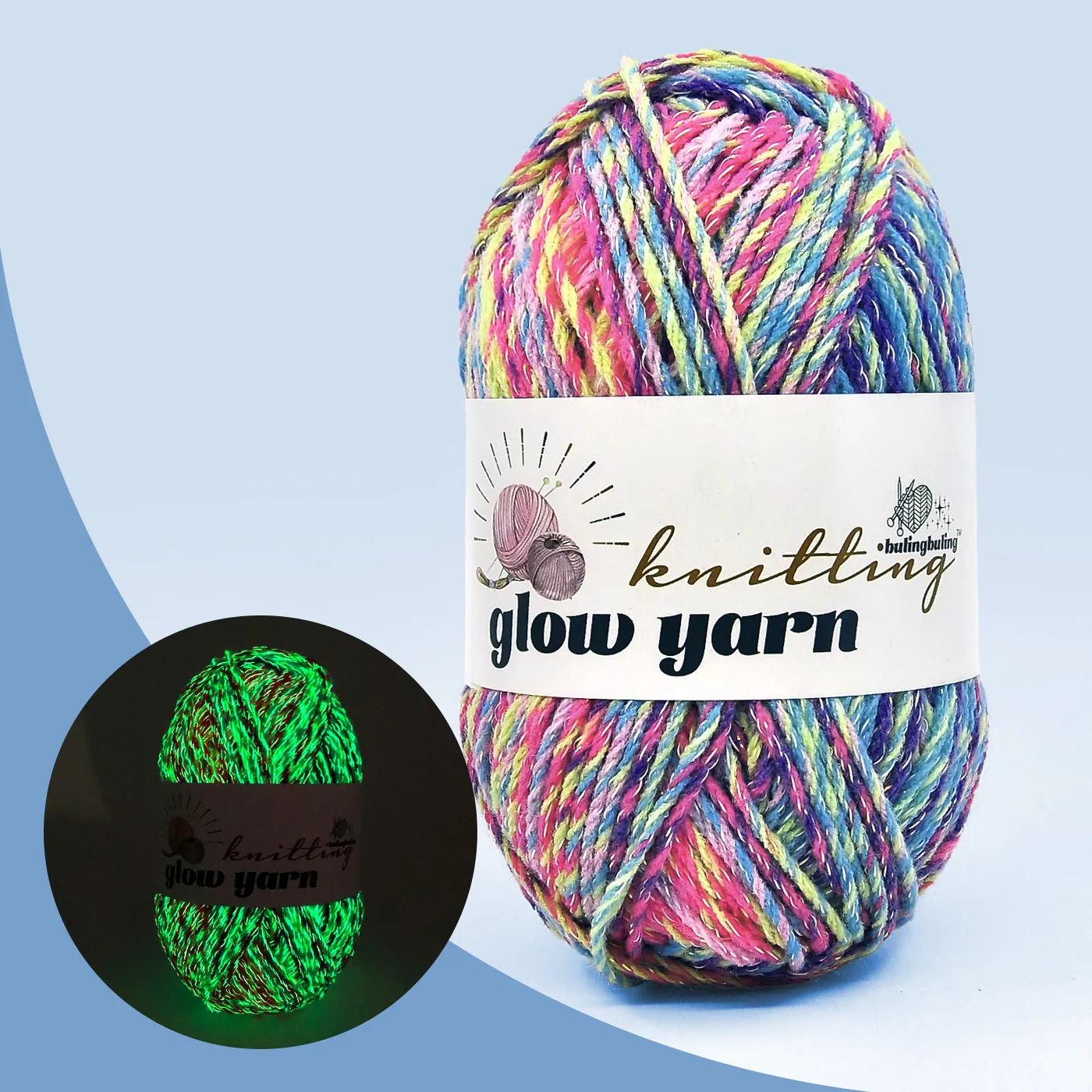 Glow in the Dark Rainbow Twist Yarn for Crochet(6 colors)