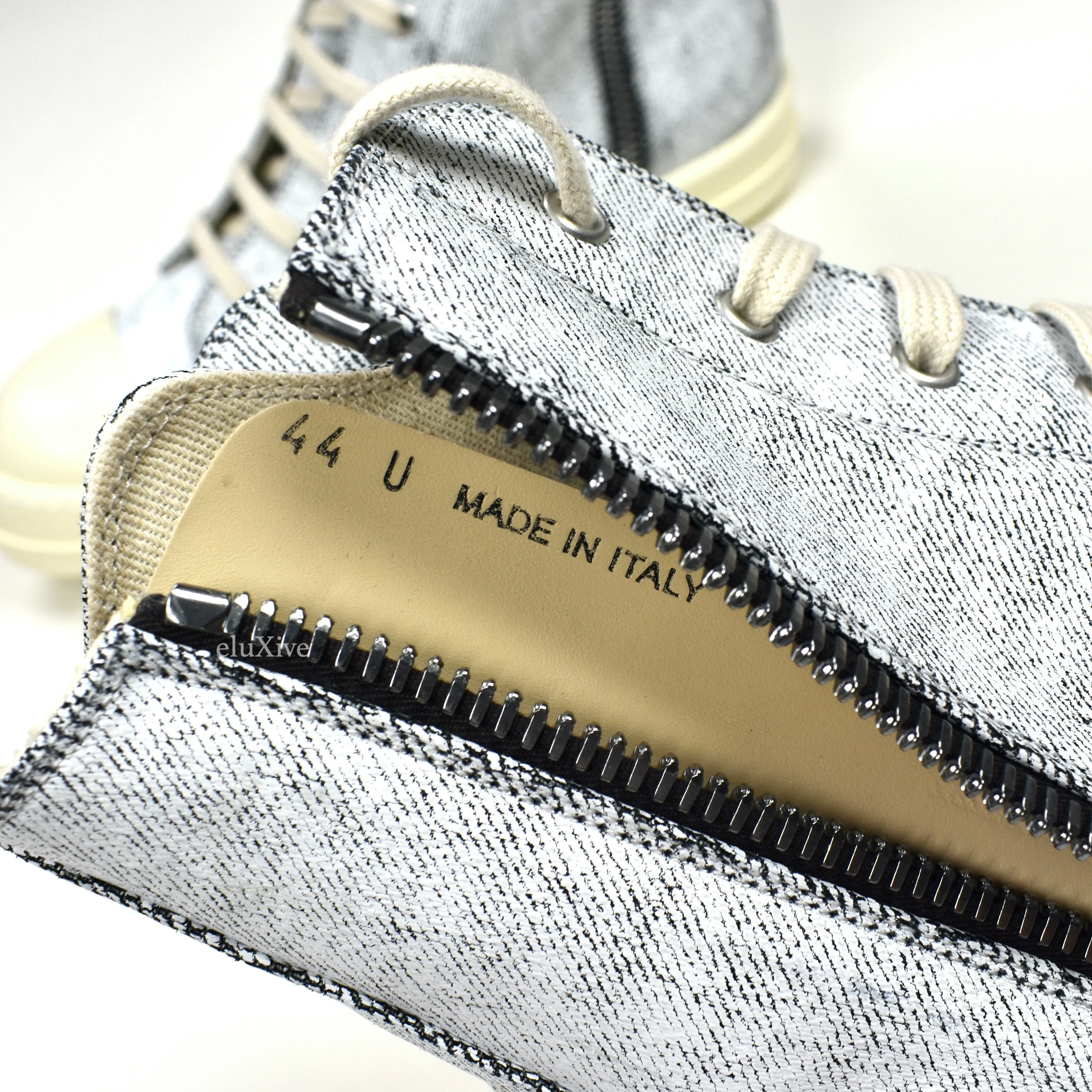 Rick Owens DRKSHDW - Painted Denim Cargo Ramones Sneaker (Milk)