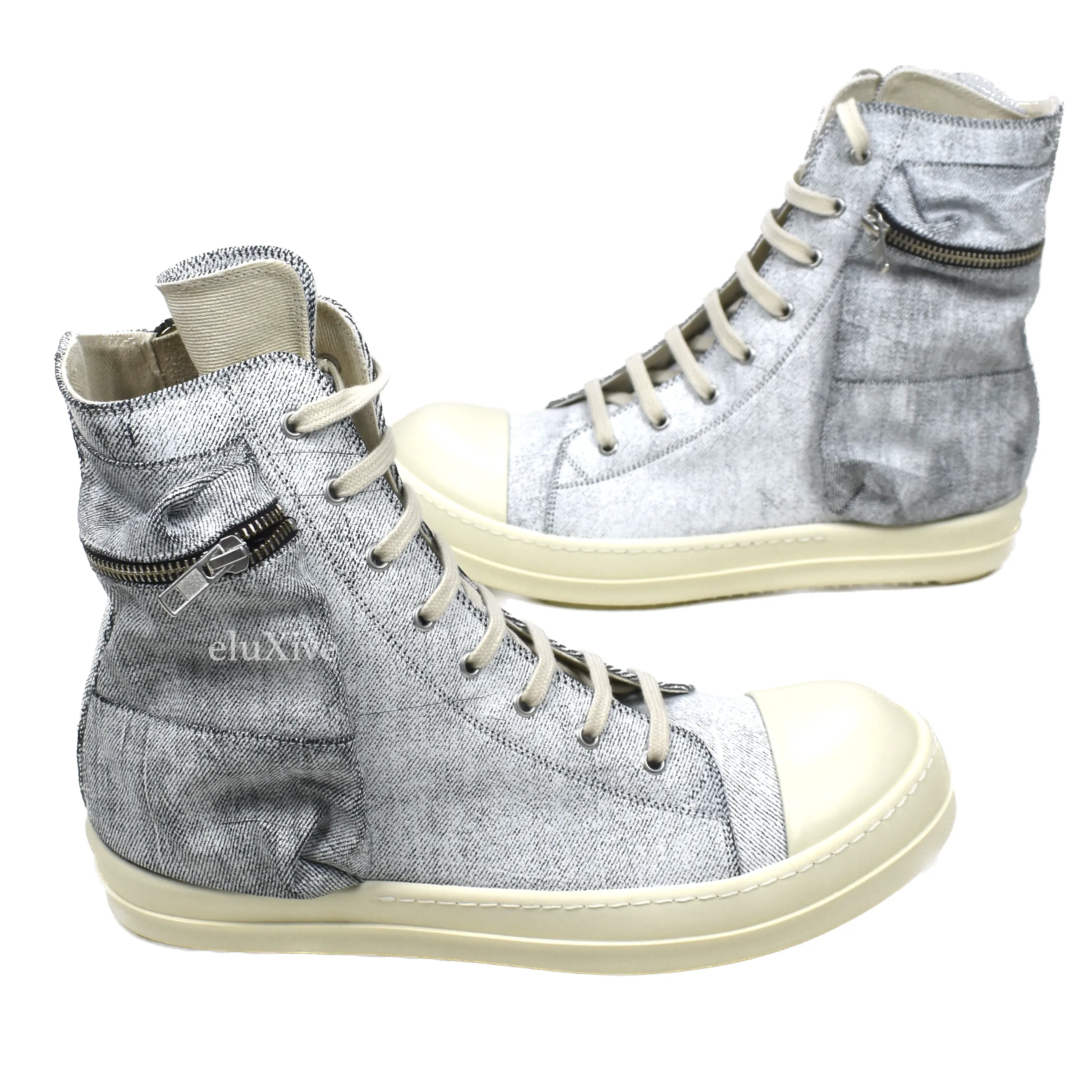 Rick Owens DRKSHDW - Painted Denim Cargo Ramones Sneaker (Milk)