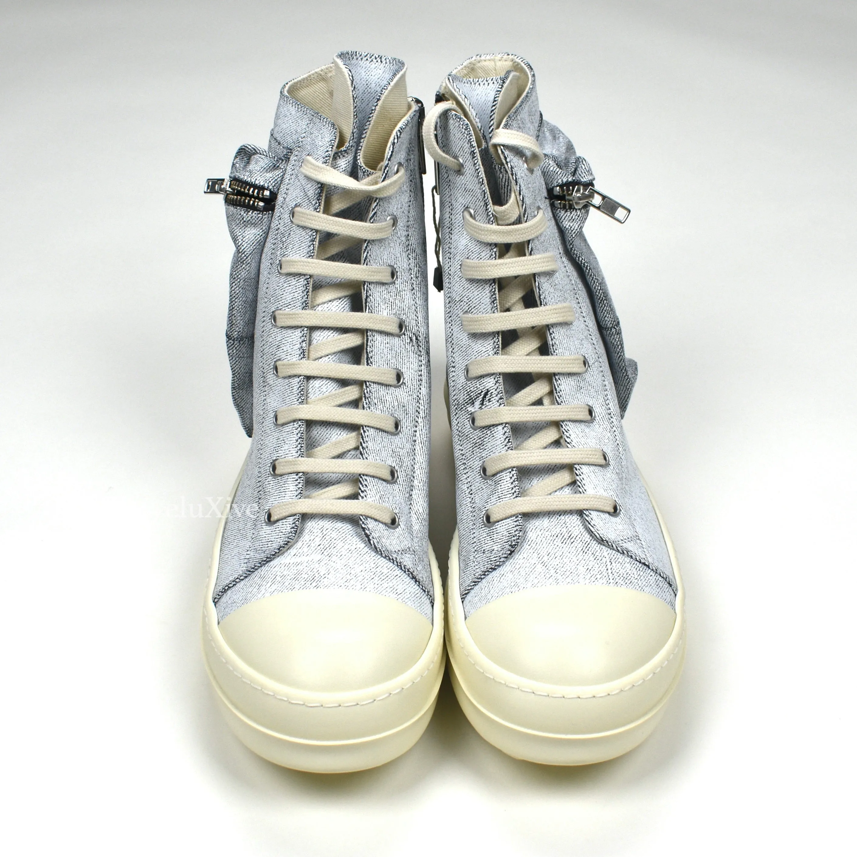 Rick Owens DRKSHDW - Painted Denim Cargo Ramones Sneaker (Milk)