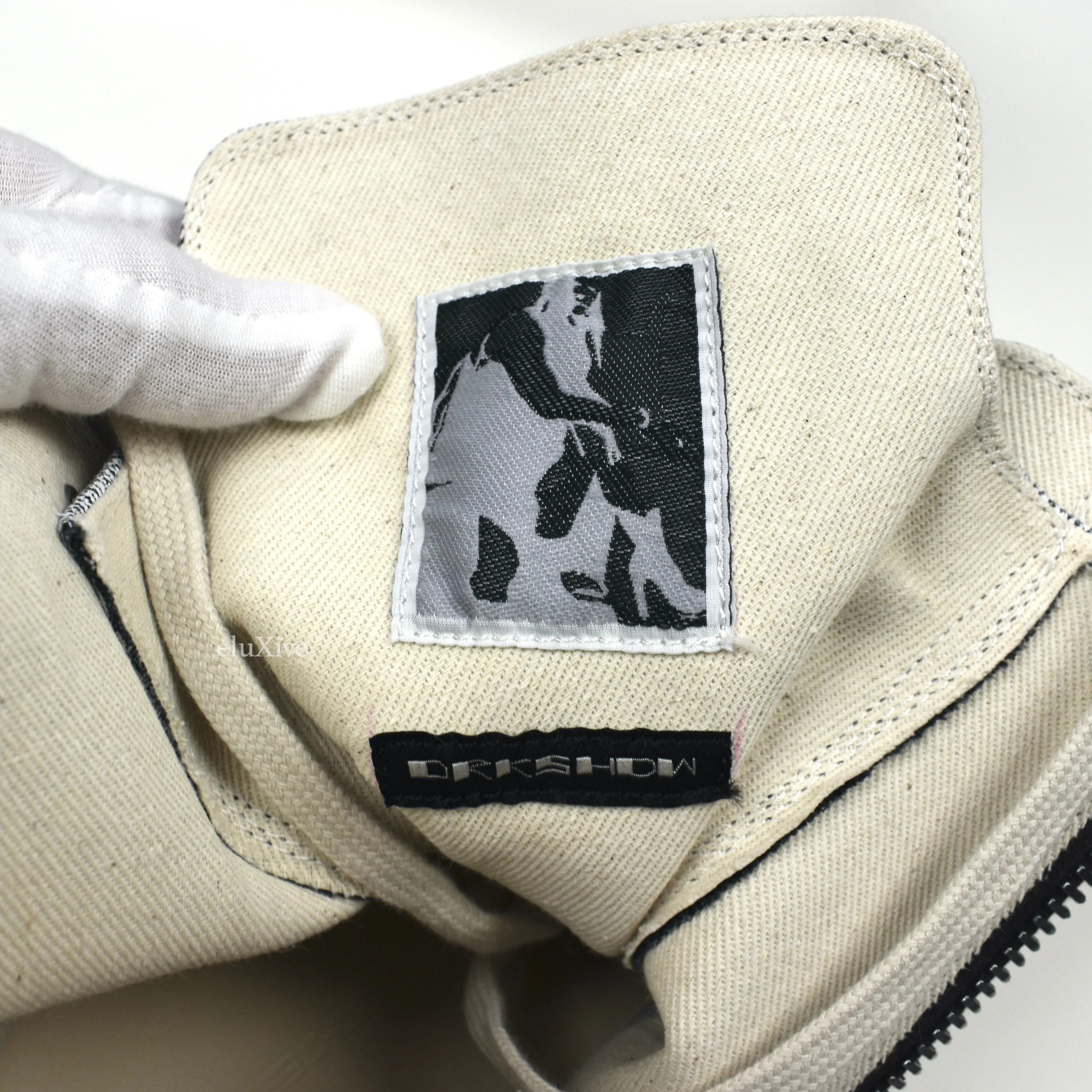 Rick Owens DRKSHDW - Painted Denim Cargo Ramones Sneaker (Milk)